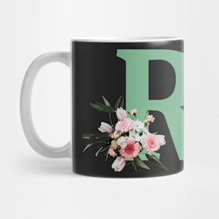 Letter R green with colorful flowers Mug